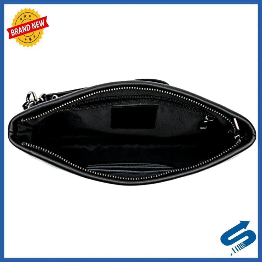 Large Genuine Leather Clutch Wallet with Removable Wrist Strap for Men